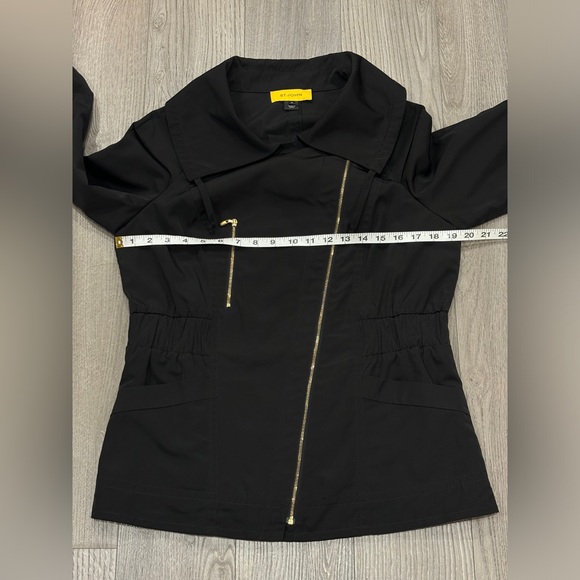 ST. JOHN Size Medium Jacket Black Full Zip Elastic Waist Lightweight Women - Picture 8 of 16